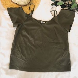 Green off the shoulder Top